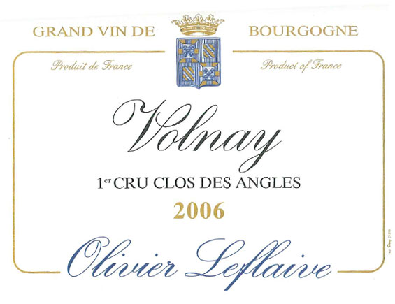 OLIVIER LEFLAIVE VOLNAY 1ER CRU CLOS DES ANGLES ROUGE 2006