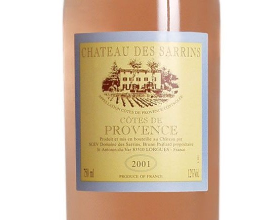CHÂTEAU  DES SARRINS CÔTES DE PROVENCE rosé 2001