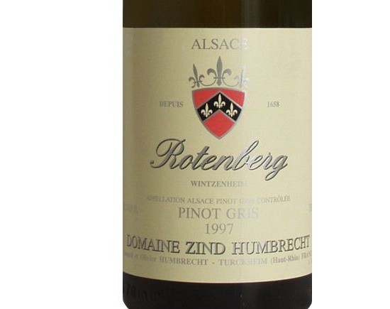 DOMAINE ZIND HUMBRECHT PINOT GRIS ''Rotenberg'' blanc 1997