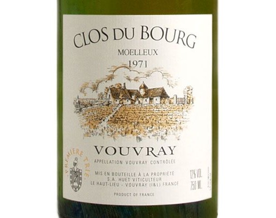 VOUVRAY ''Clos du Bourg'' Première Trie, blanc moelleux 1971